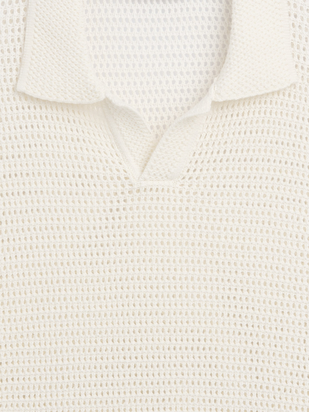 Gap Mesh Polo Sweater in off-white, collar and open-knit detail