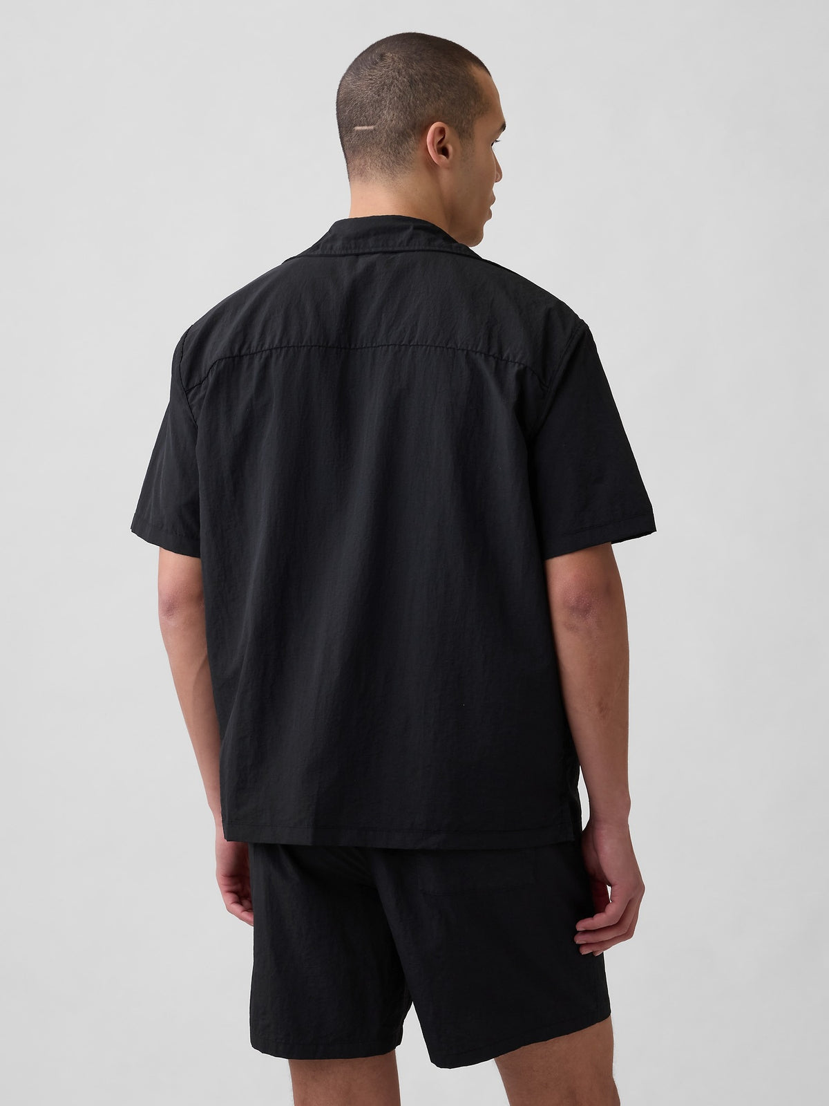 100% Recycled Nylon Shirt in Boxy Fit - BLACK 1