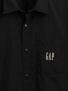100% Recycled Nylon Shirt in Boxy Fit - BLACK 1