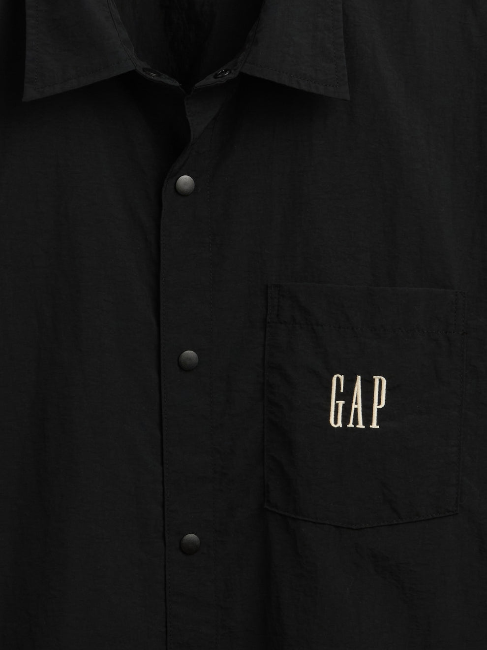 100% Recycled Nylon Shirt in Boxy Fit - BLACK 1
