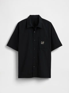 100% Recycled Nylon Shirt in Boxy Fit - BLACK 1