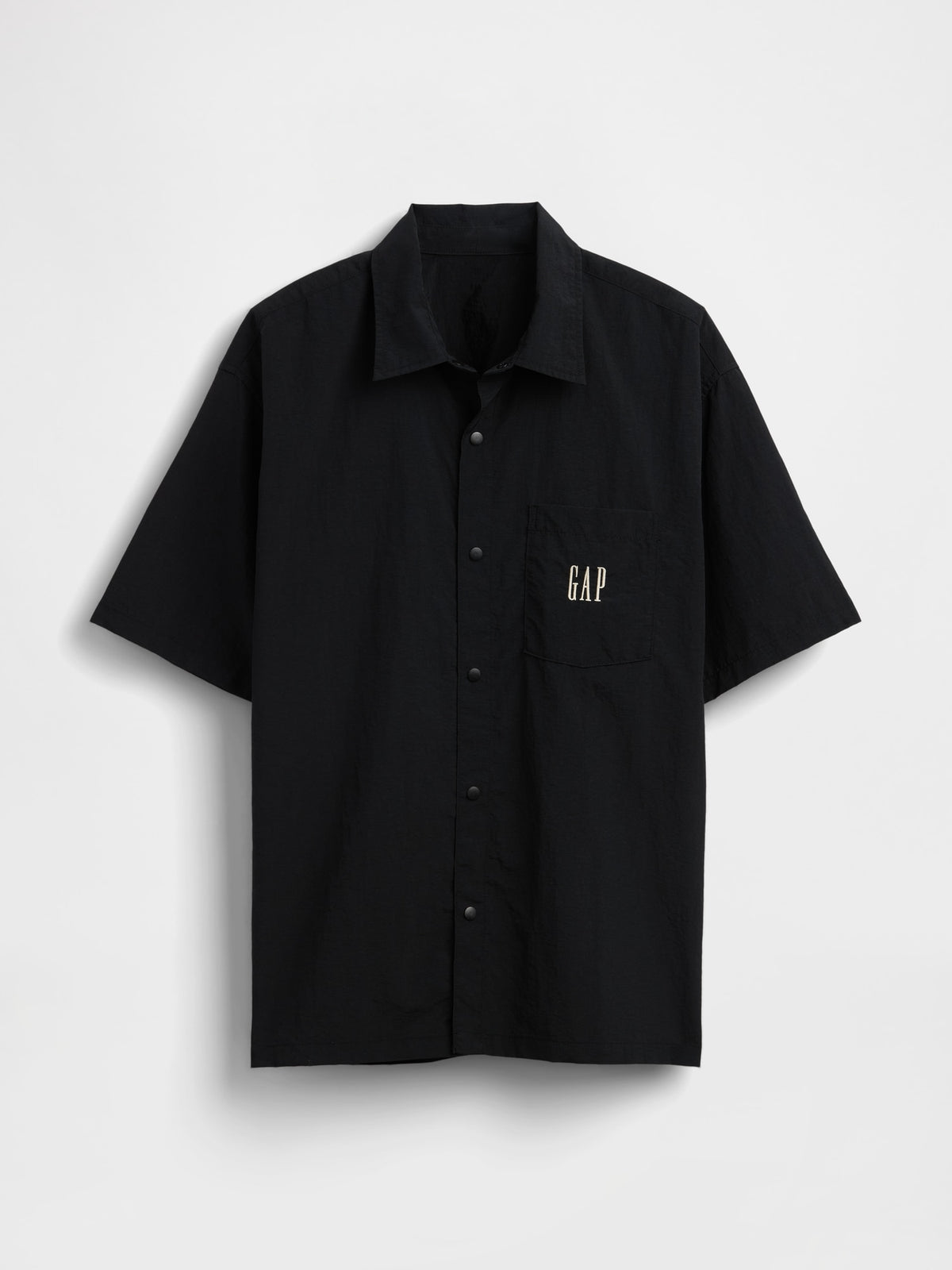 100% Recycled Nylon Shirt in Boxy Fit - BLACK 1