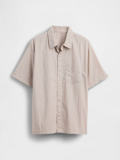 100% Recycled Nylon Shirt in Boxy Fit - COBBLESTONE