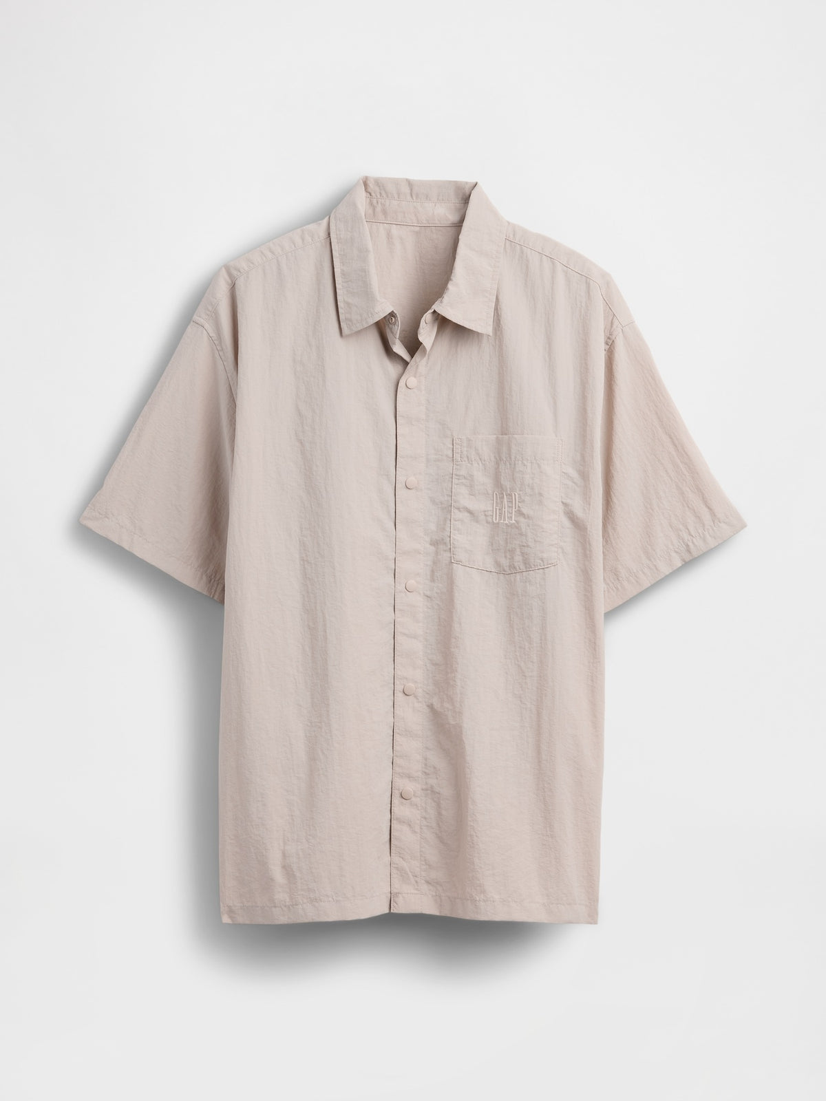 100% Recycled Nylon Shirt in Boxy Fit - COBBLESTONE