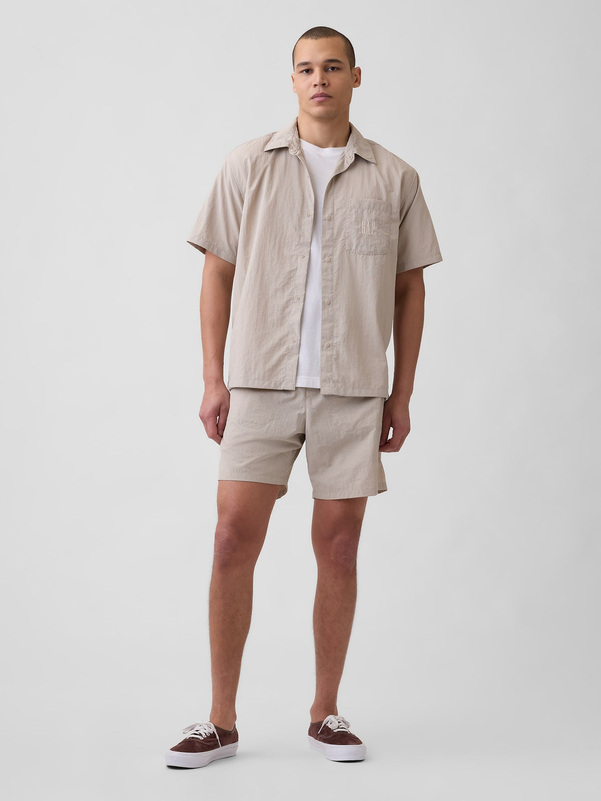 100% Recycled 7" Nylon Shorts - COBBLESTONE