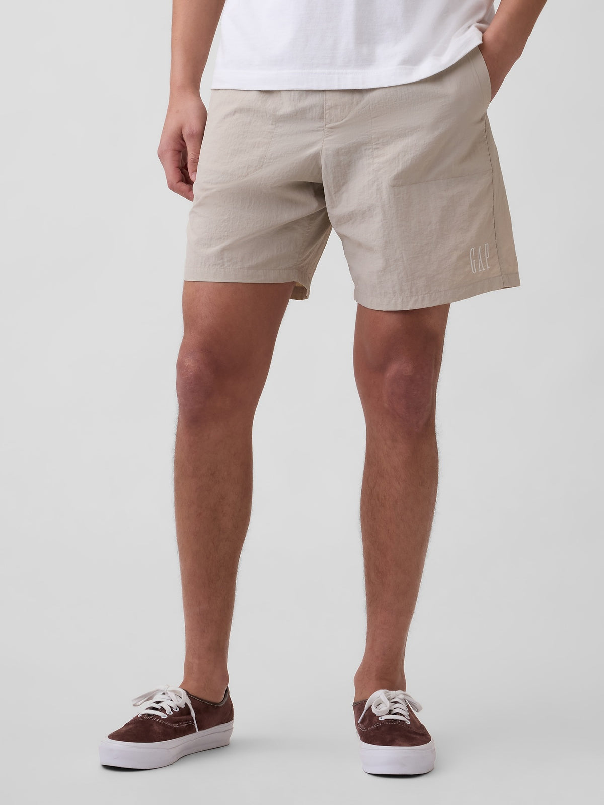 100% Recycled 7" Nylon Shorts - COBBLESTONE