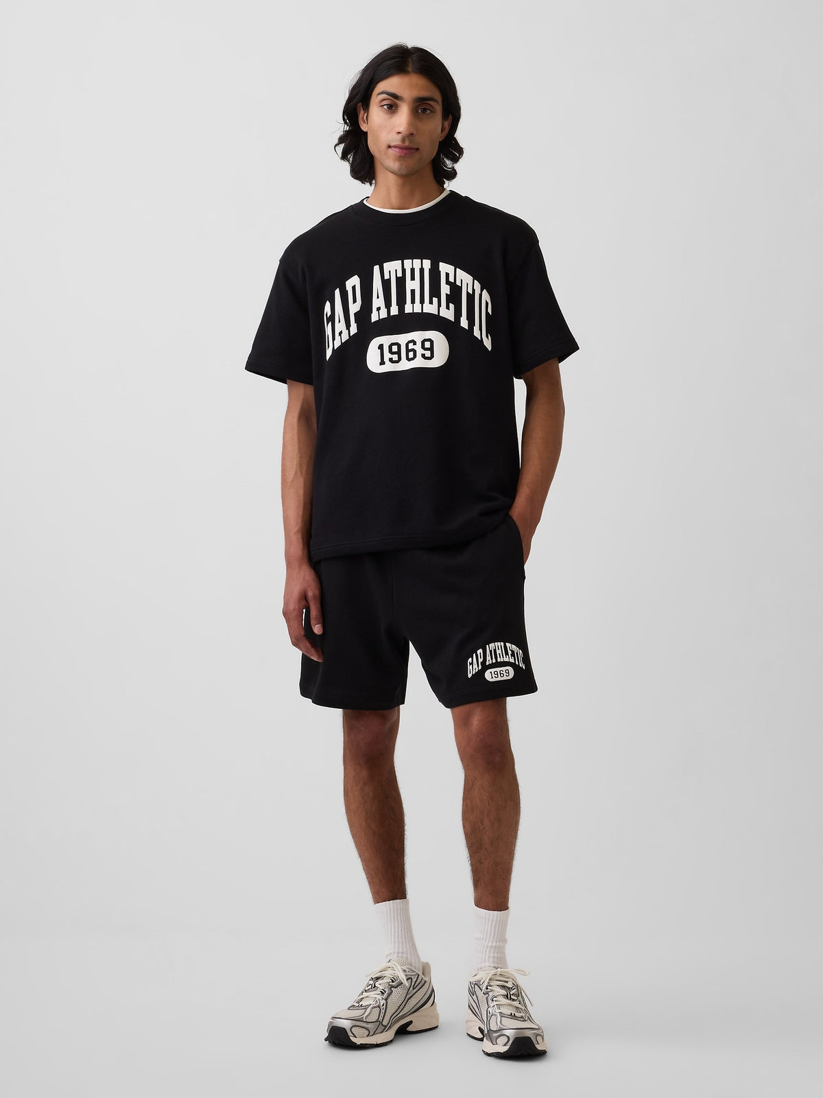Relaxed French Terry Graphic T-Shirt - BLACK