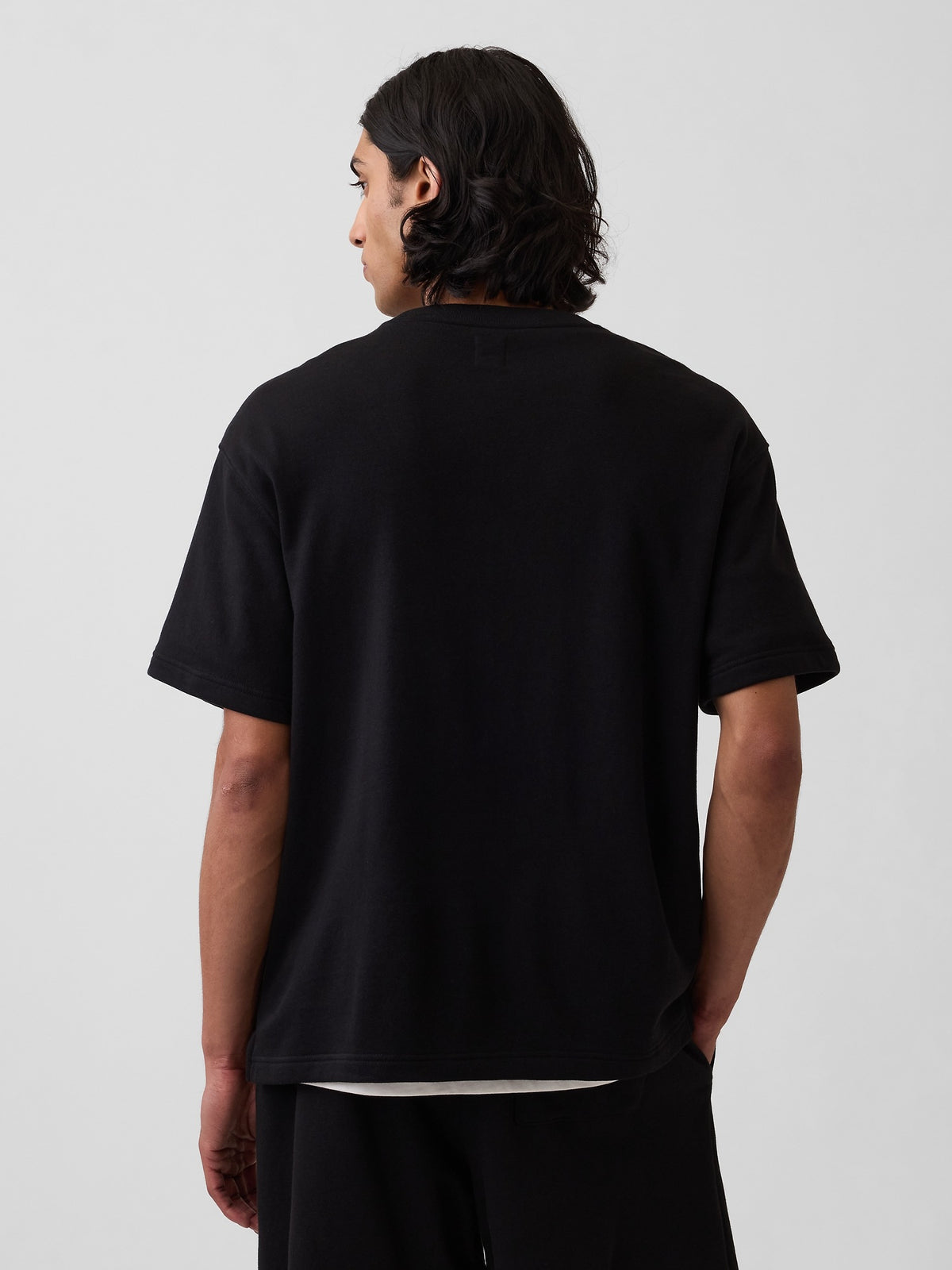 Relaxed French Terry Graphic T-Shirt - BLACK