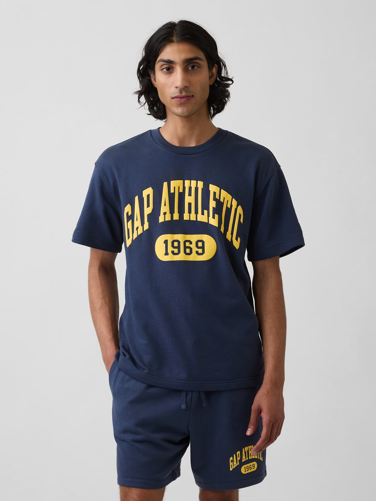 Relaxed French Terry Graphic T-Shirt - vintage navy
