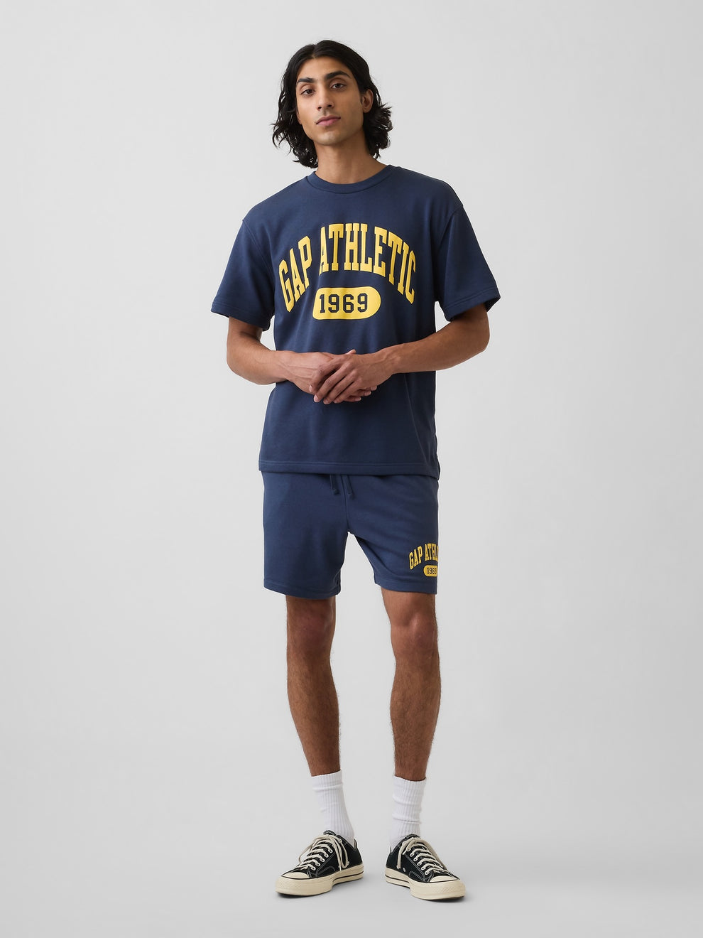 Relaxed French Terry Graphic T-Shirt - vintage navy