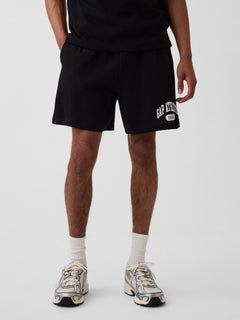 Relaxed French Terry Graphic Shorts - BLACK