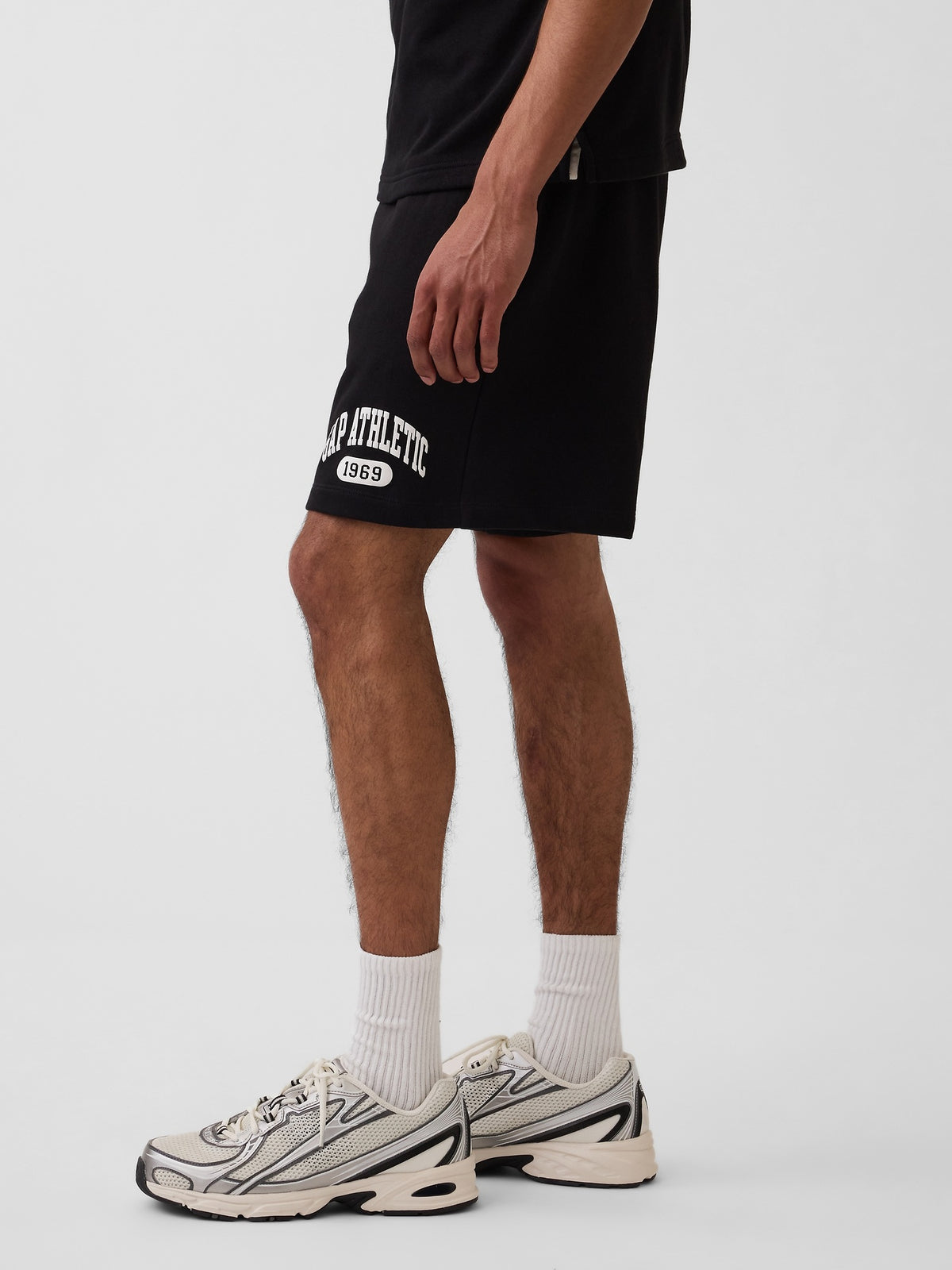 Relaxed French Terry Graphic Shorts - BLACK