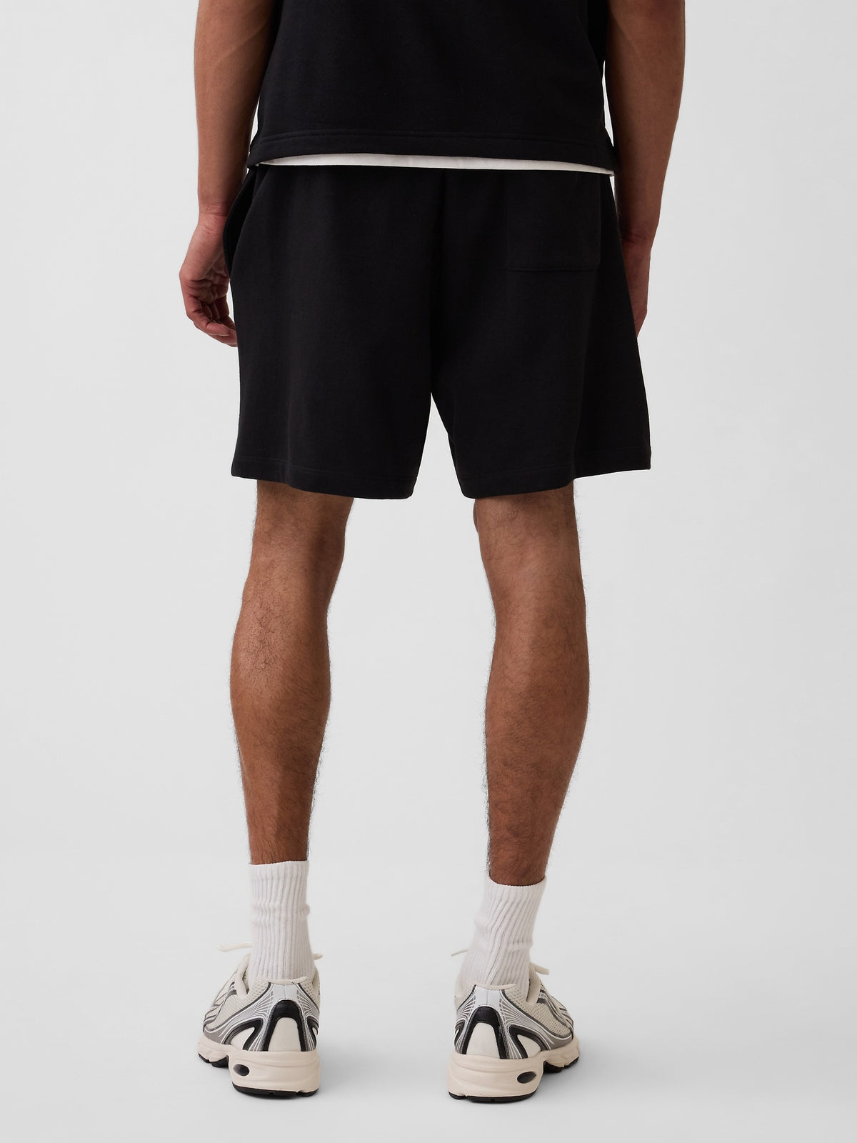 Relaxed French Terry Graphic Shorts - BLACK