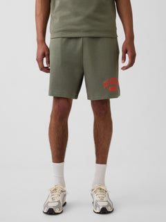 Relaxed French Terry Graphic Shorts - green