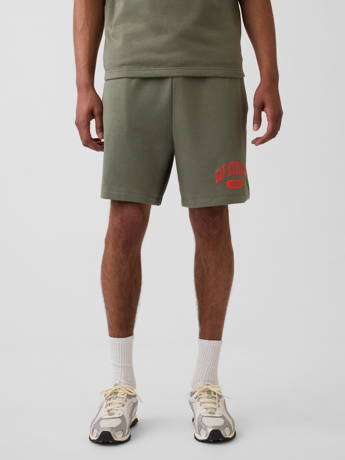 Relaxed French Terry Graphic Shorts - green