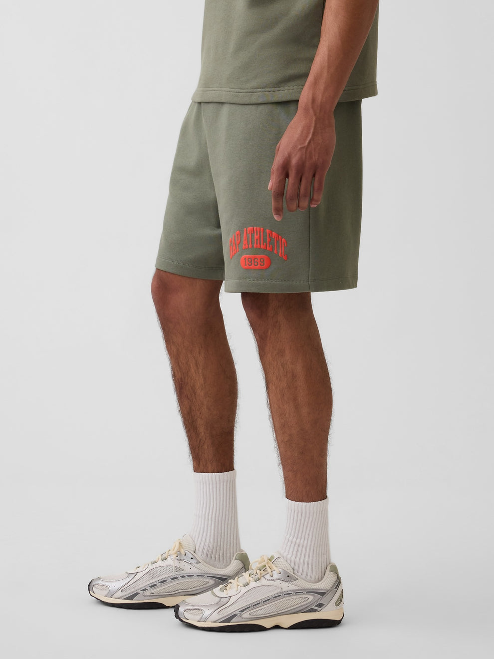 Relaxed French Terry Graphic Shorts - green