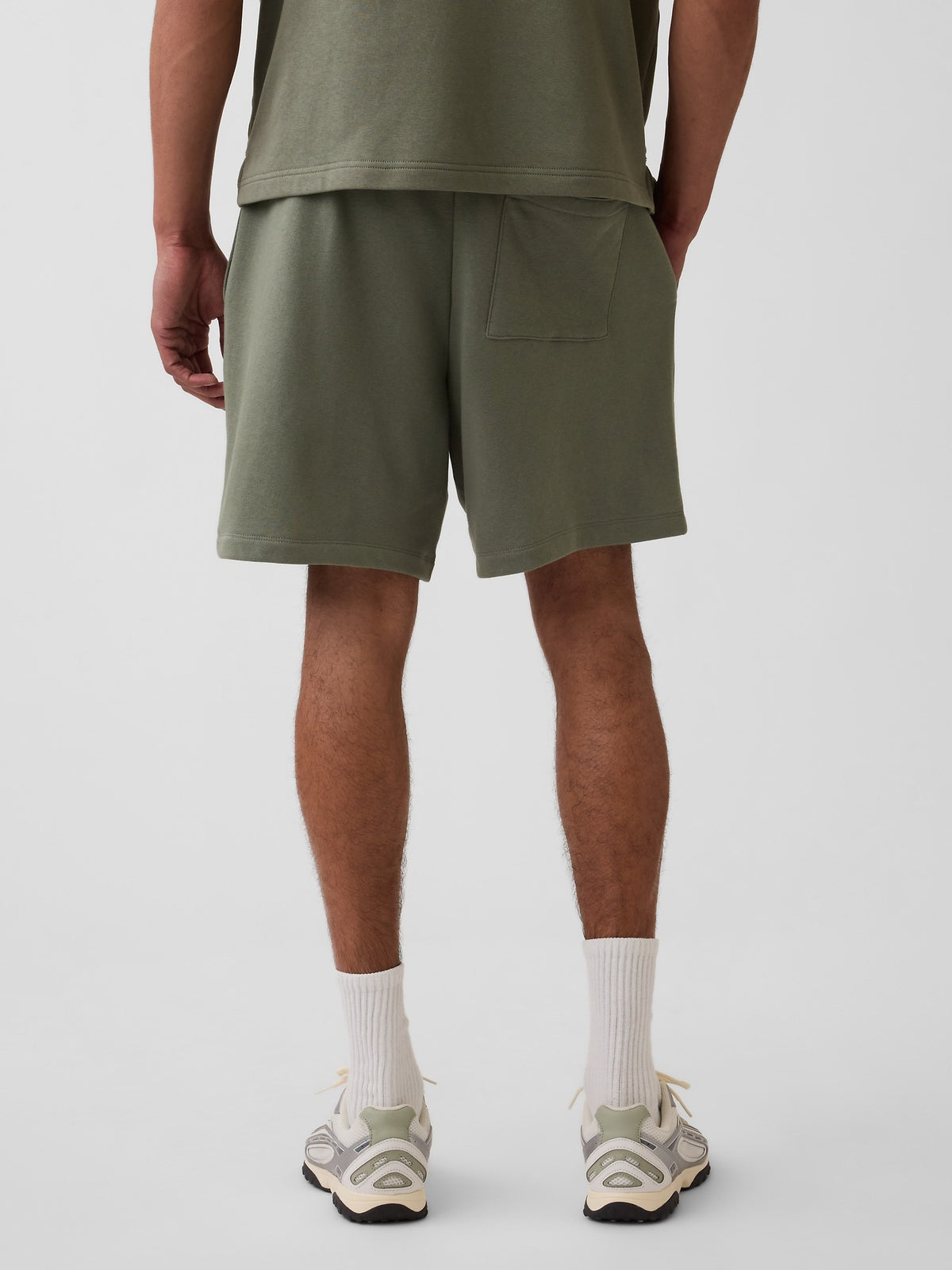 Relaxed French Terry Graphic Shorts - green