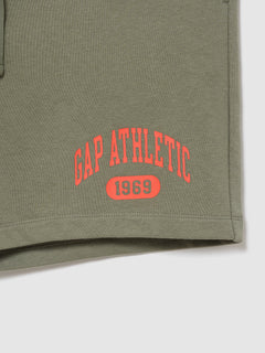 Relaxed French Terry Graphic Shorts - green
