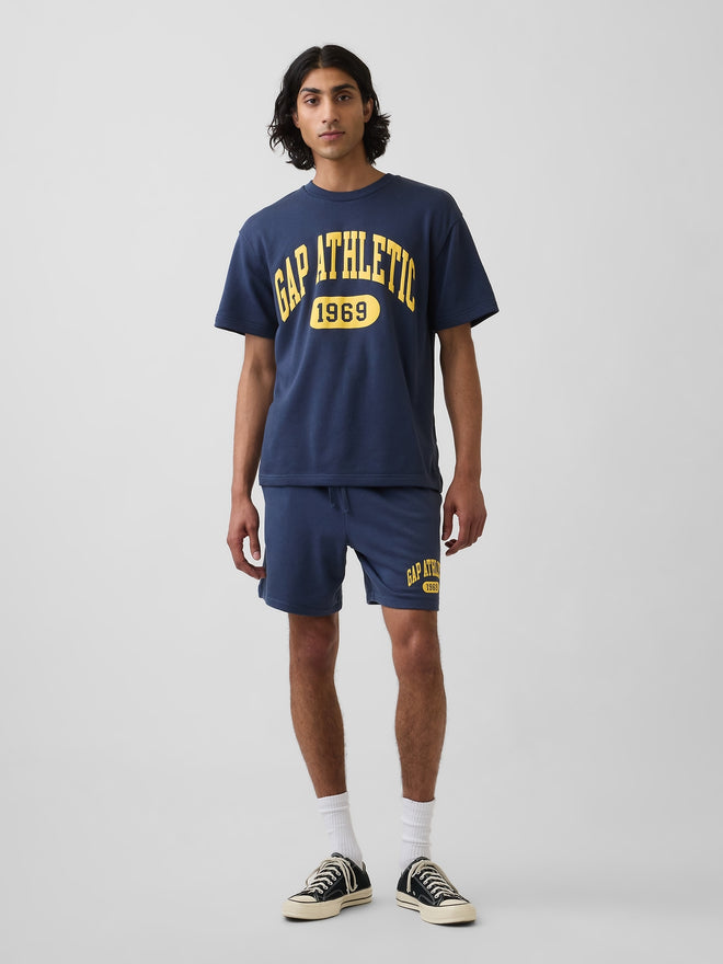 Relaxed French Terry Graphic Shorts - vintage navy