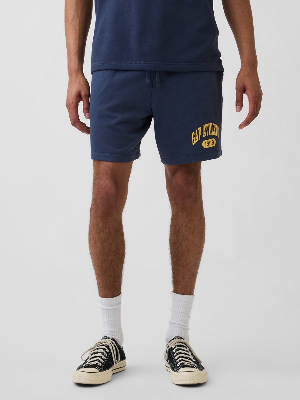 Relaxed French Terry Graphic Shorts - vintage navy