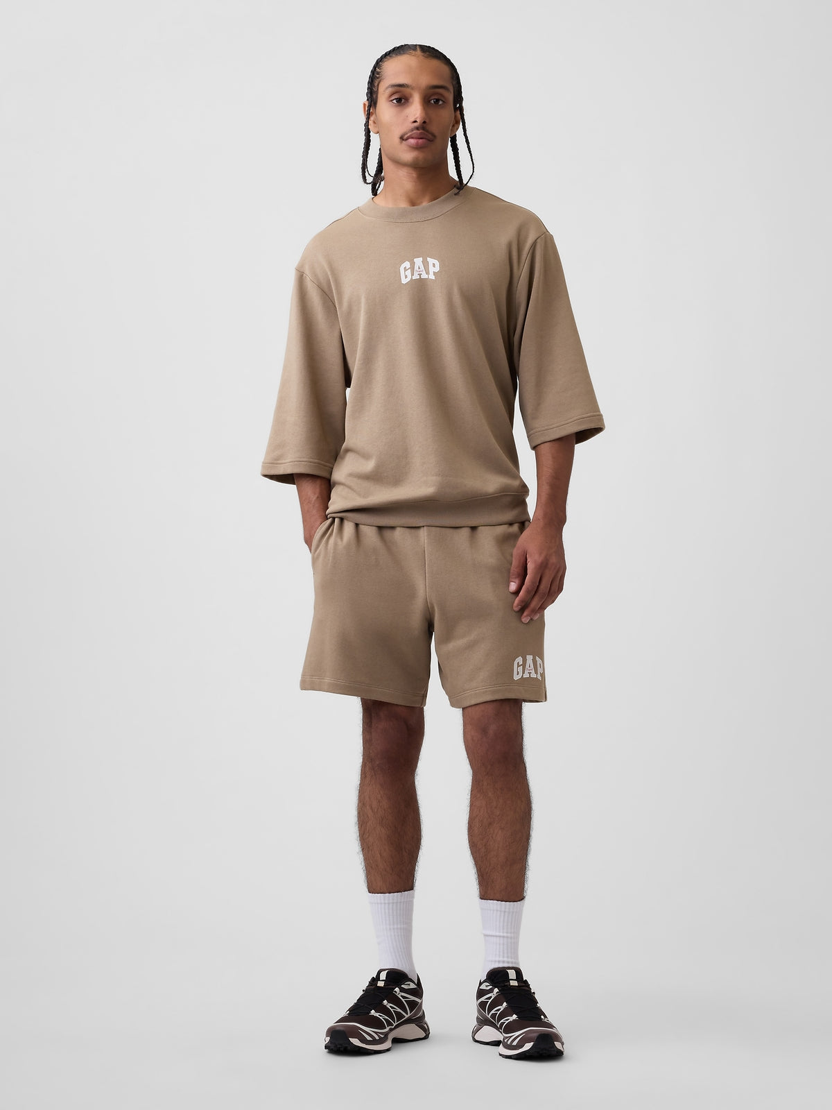 Relaxed Gap Logo French Terry Shorts - BEACHWOOD