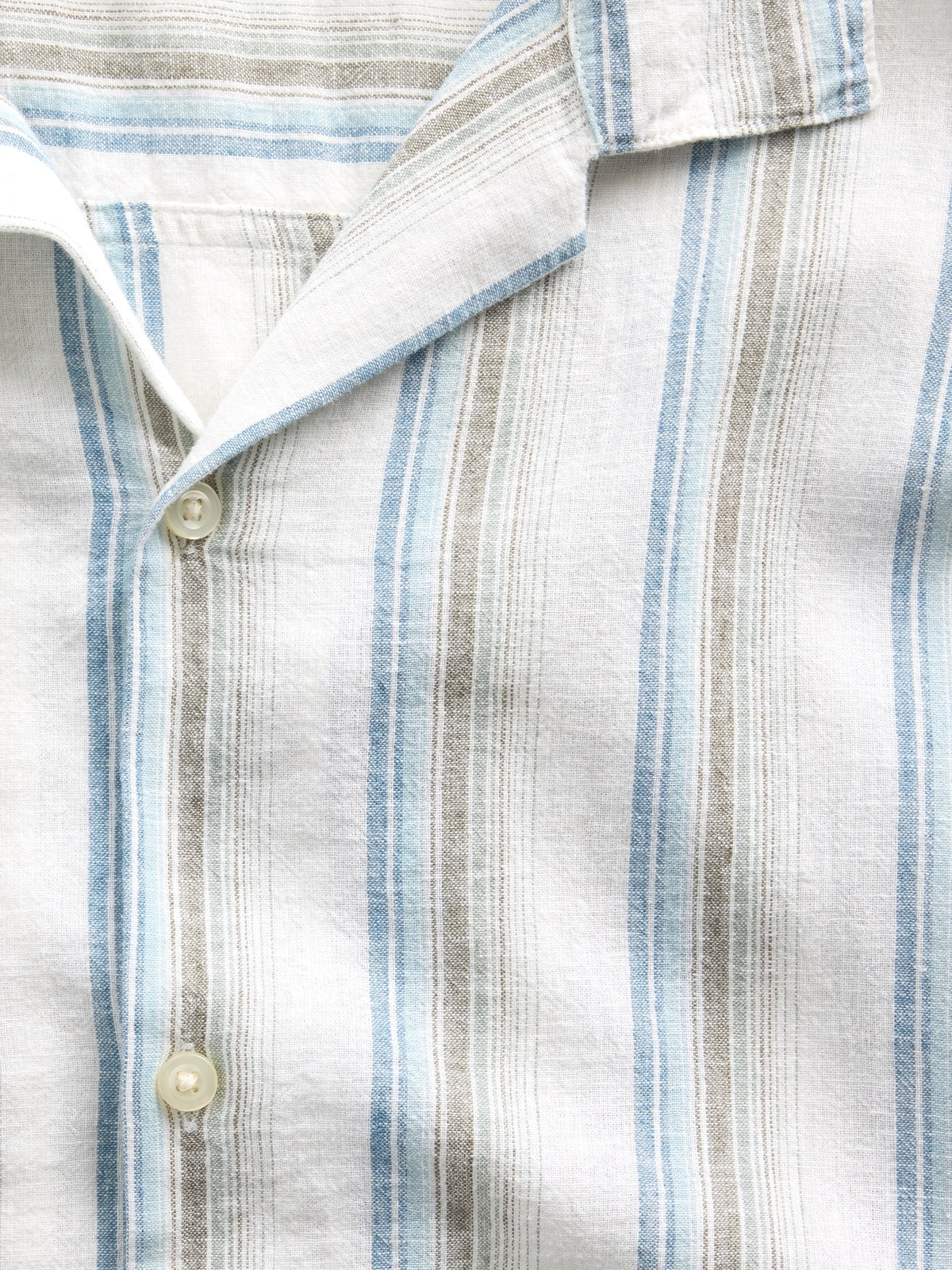 Linen-Blend Vacay Shirt in Standard Fit - Green stripe