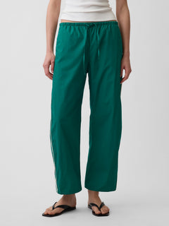 Organic Cotton Poplin Relaxed Easy Stripe Pants - Baize green