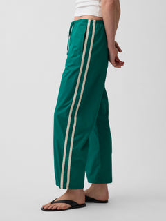 Organic Cotton Poplin Relaxed Easy Stripe Pants - Baize green