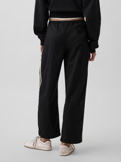 Organic Cotton Poplin Relaxed Easy Stripe Pants - True black