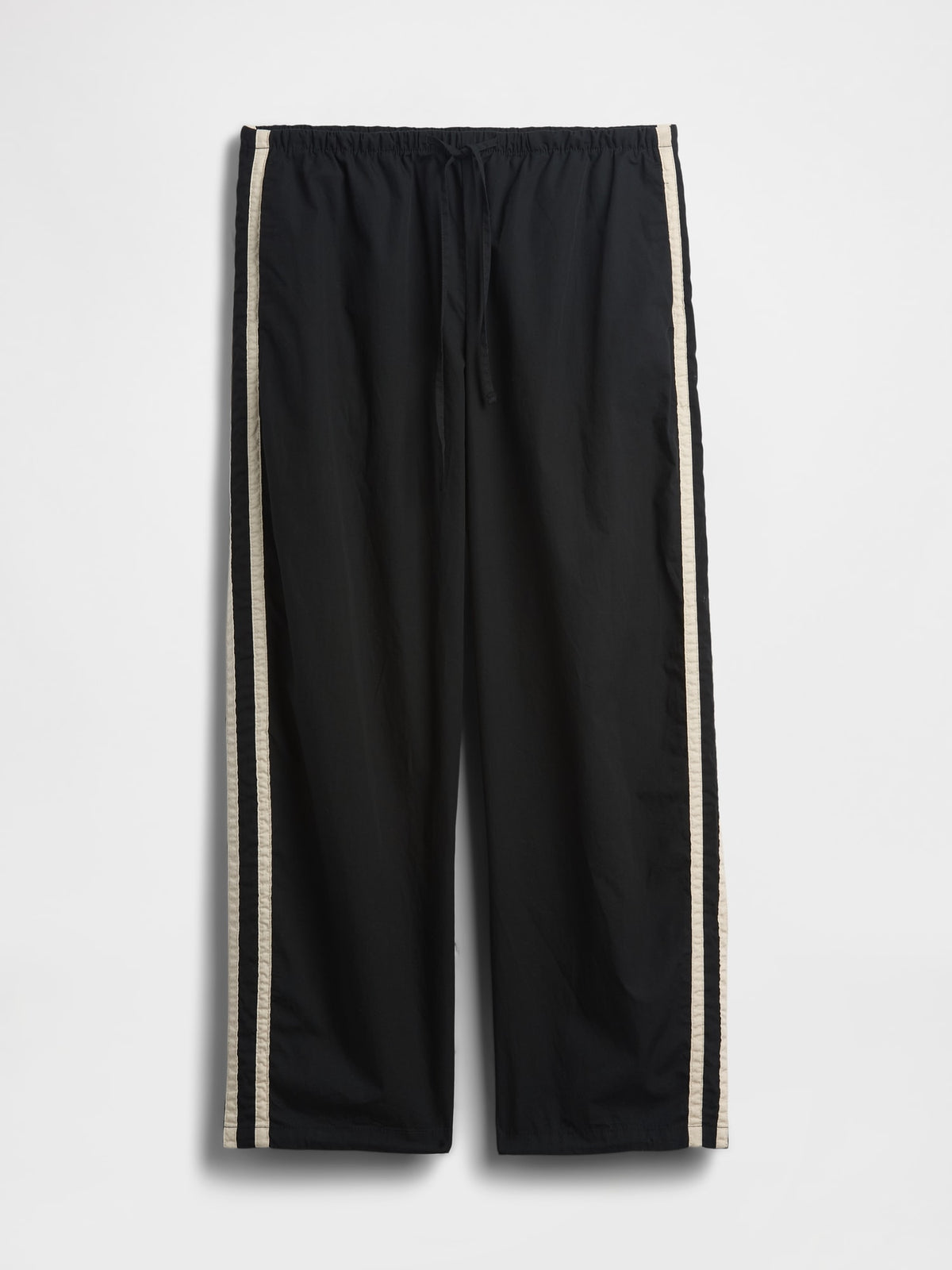 Organic Cotton Poplin Relaxed Easy Stripe Pants - True black