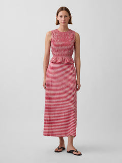Gingham Maxi Skirt - Red gingham
