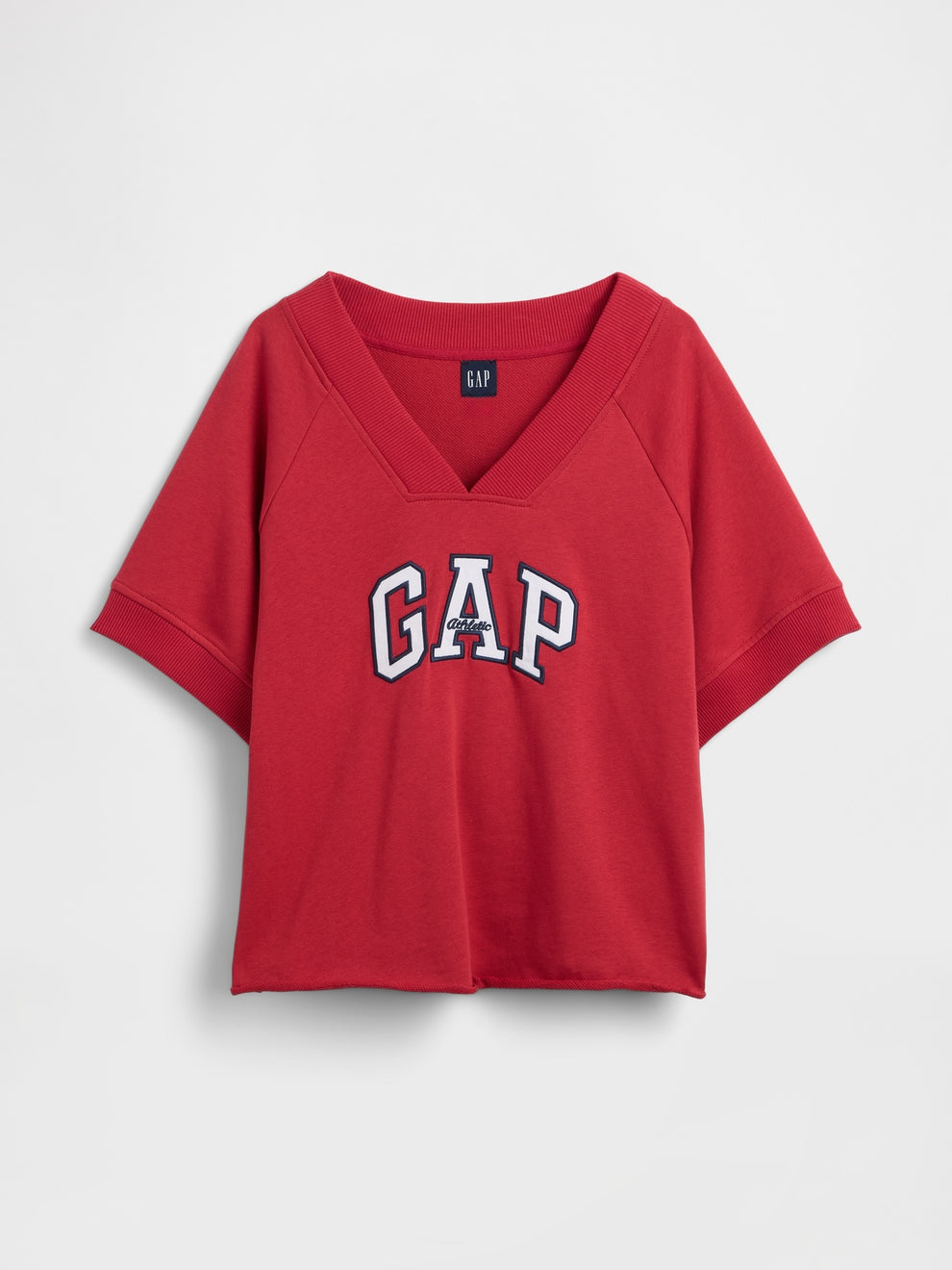 French Terry Oversized Gap Logo V-Neck Sweatshirt - chakra red