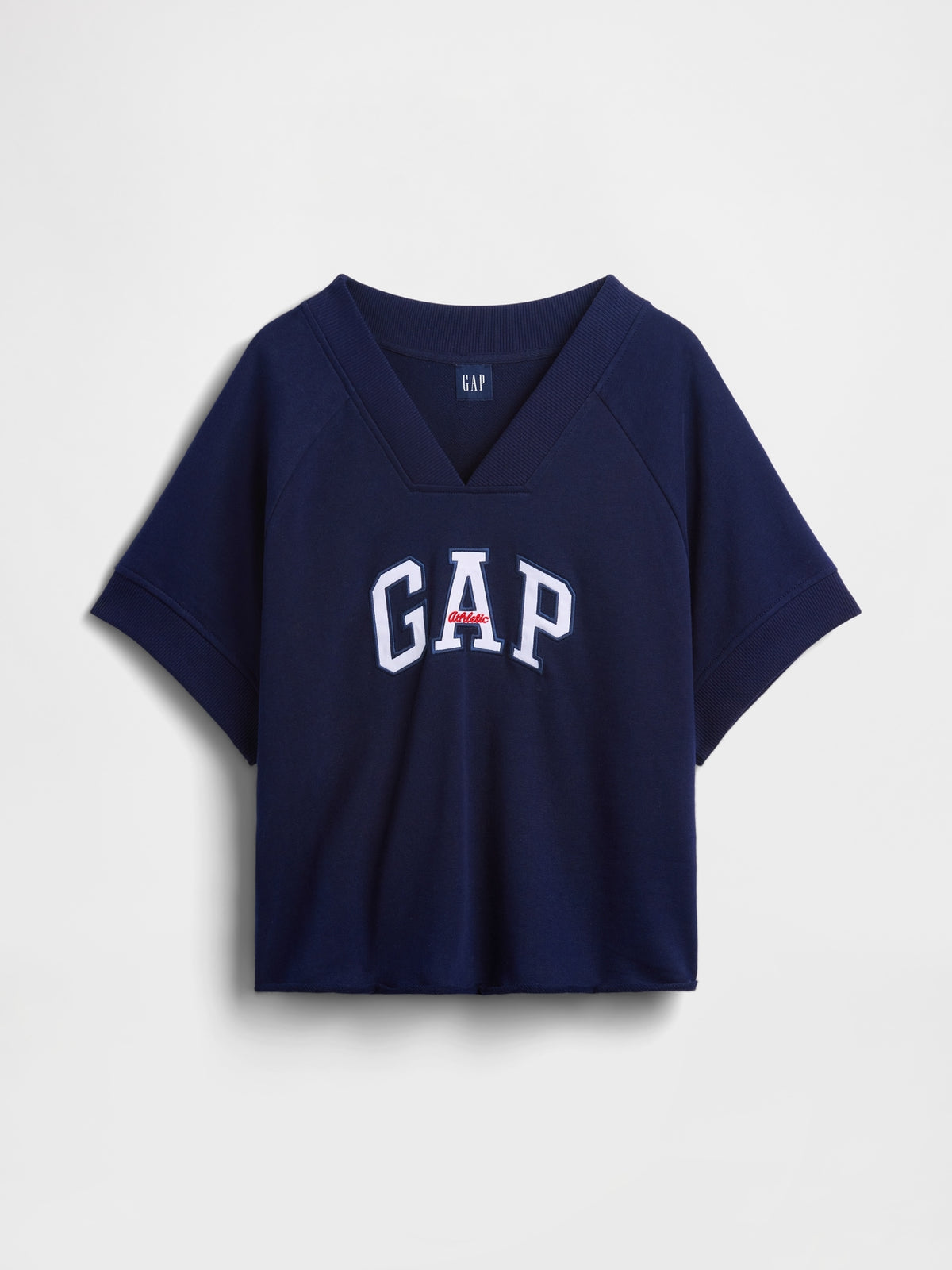 French Terry Oversized Gap Logo V-Neck Sweatshirt - navy uniform