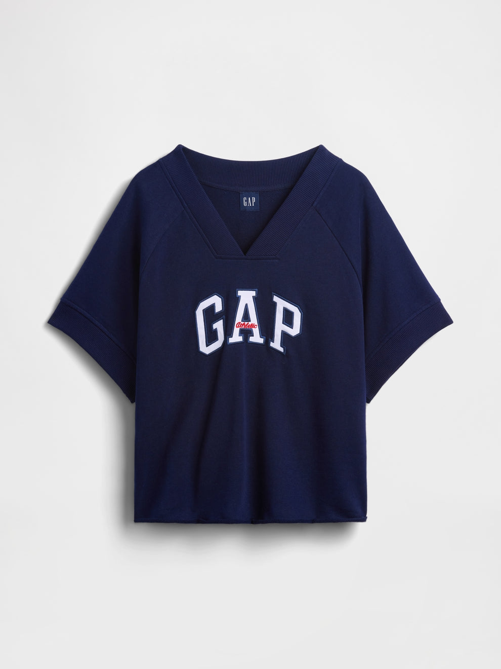 French Terry Oversized Gap Logo V-Neck Sweatshirt - navy uniform