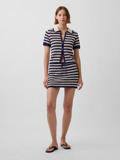 100% Cotton Crochet Easy Mini Skort - Navy blue stripe