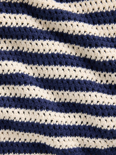 100% Cotton Crochet Easy Mini Skort - Navy blue stripe