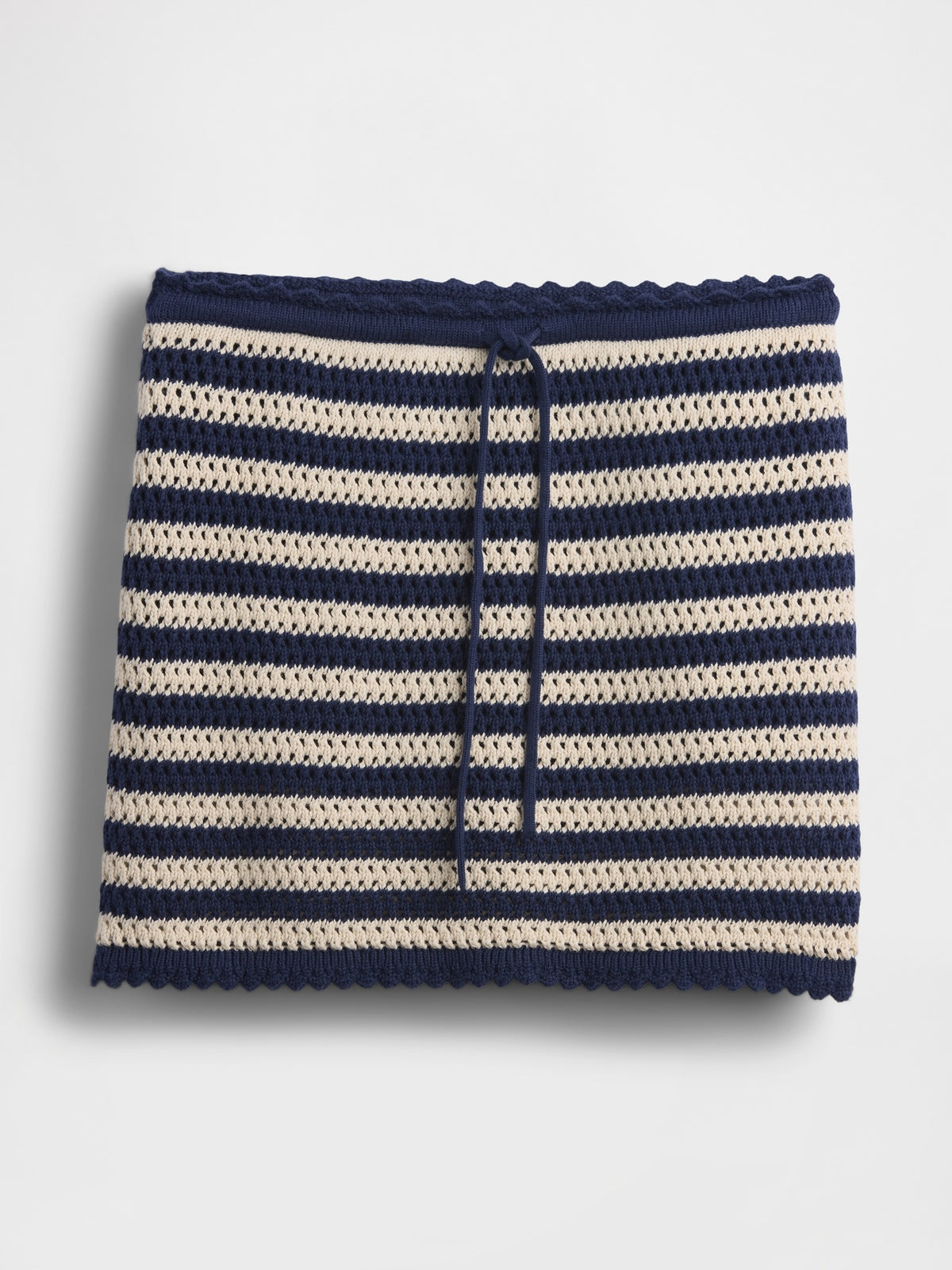 100% Cotton Crochet Easy Mini Skort - Navy blue stripe