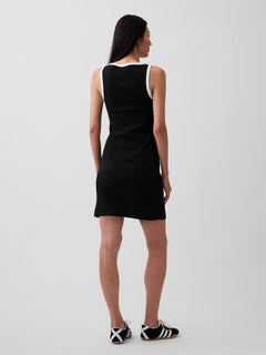 Ribbed Tank Mini Dress - BLACK