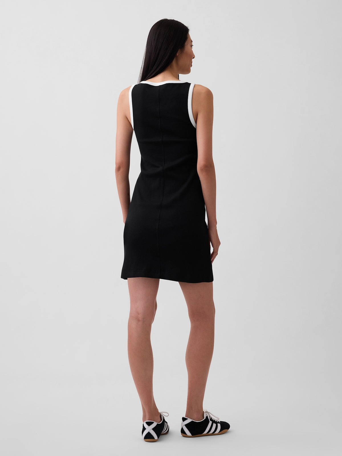 Ribbed Tank Mini Dress - BLACK