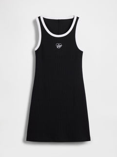 Ribbed Tank Mini Dress - BLACK