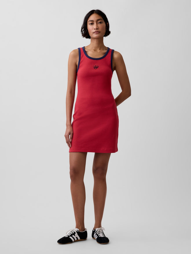Ribbed Tank Mini Dress - chakra red