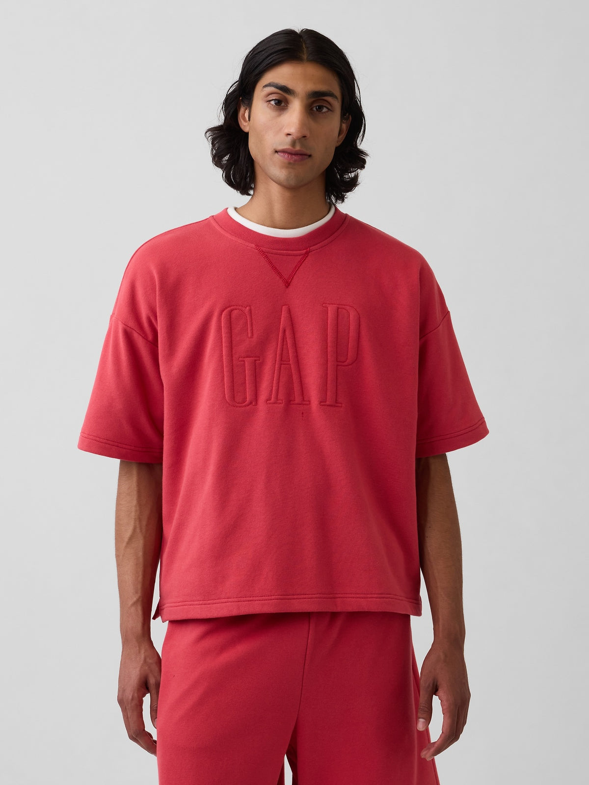 VintageSoft Terry Oversized Logo Sweatshirt - FADED RED