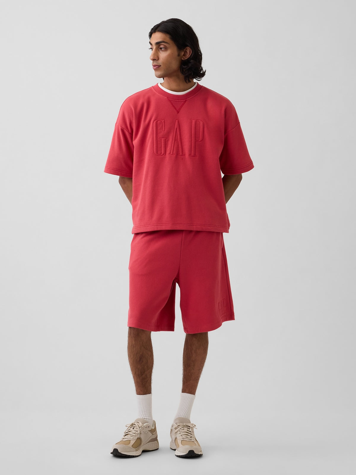 VintageSoft Terry Oversized Logo Sweatshirt - FADED RED