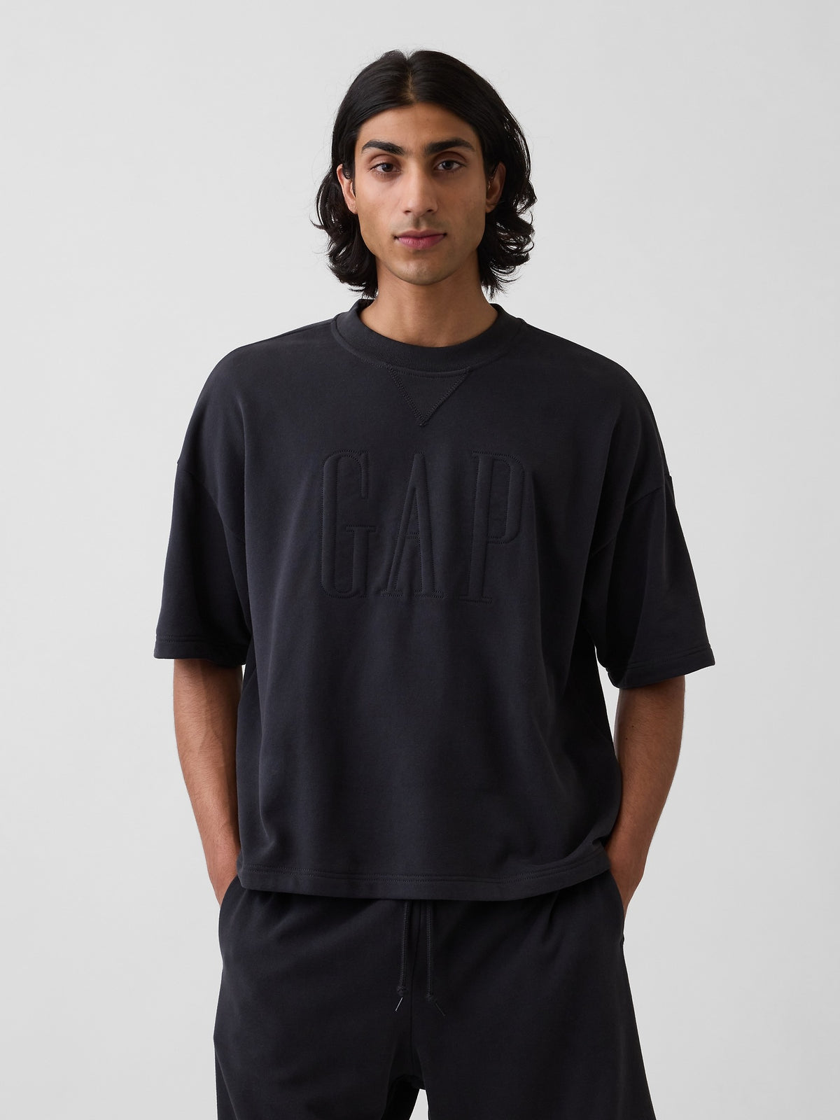 VintageSoft Terry Oversized Logo Sweatshirt - moonless night