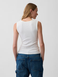 Variegated Rib Tank Top - Fresh white