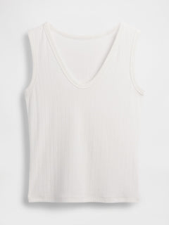Variegated Rib Tank Top - Fresh white