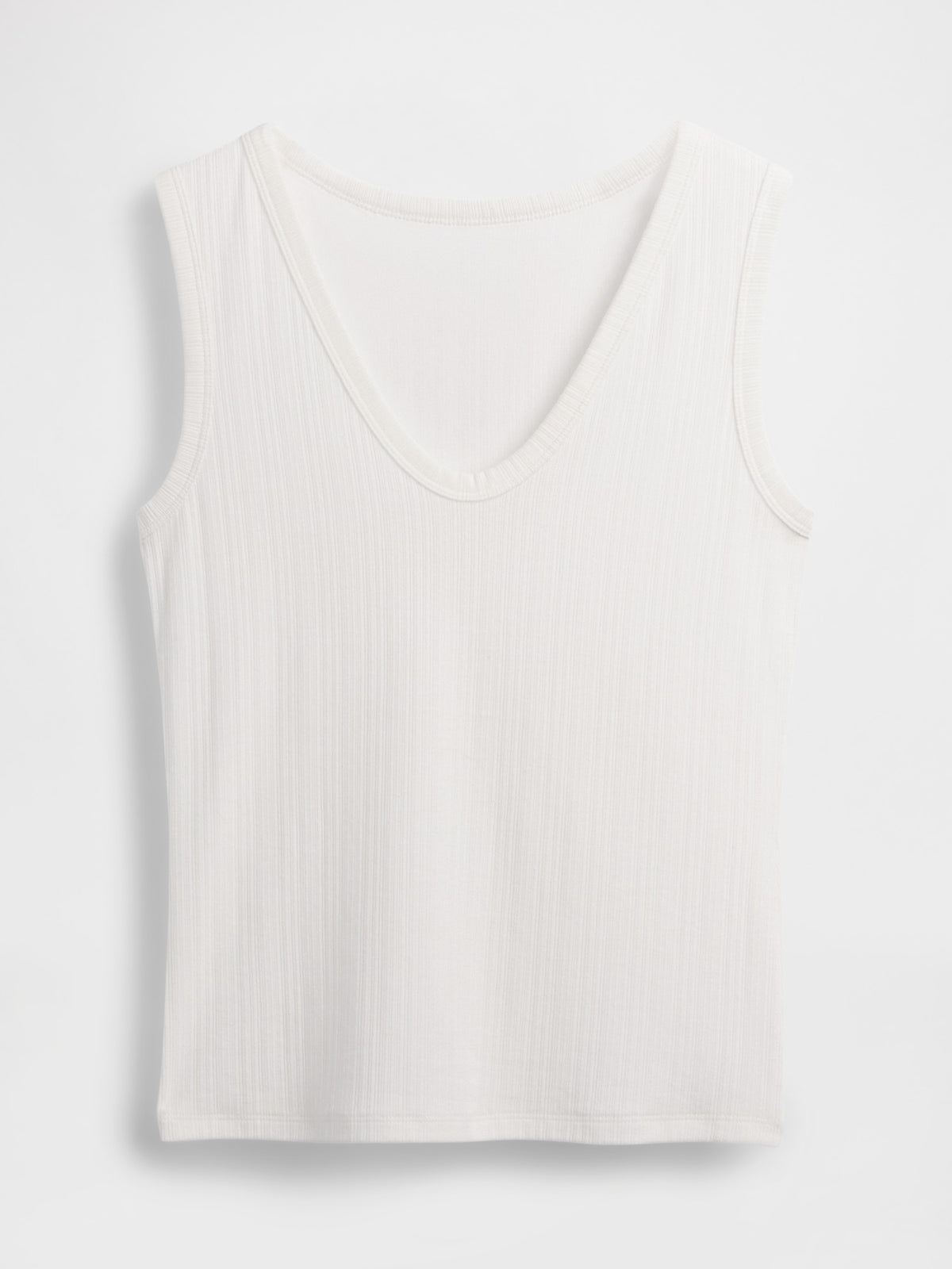 Variegated Rib Tank Top - Fresh white