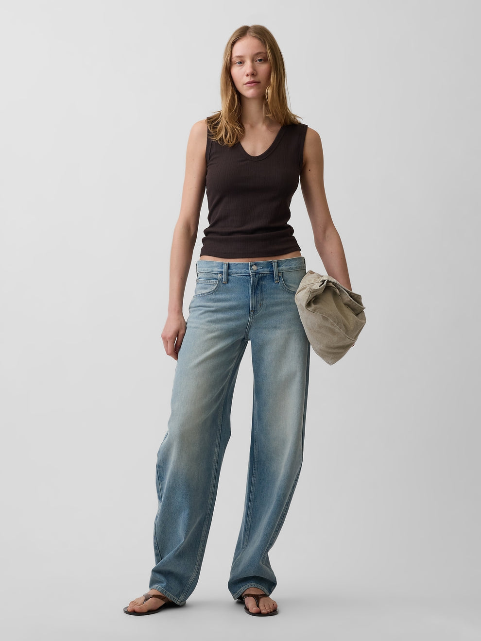 Variegated Rib Tank Top - Terra brown