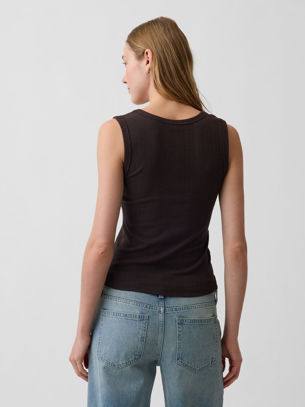 Variegated Rib Tank Top - Terra brown
