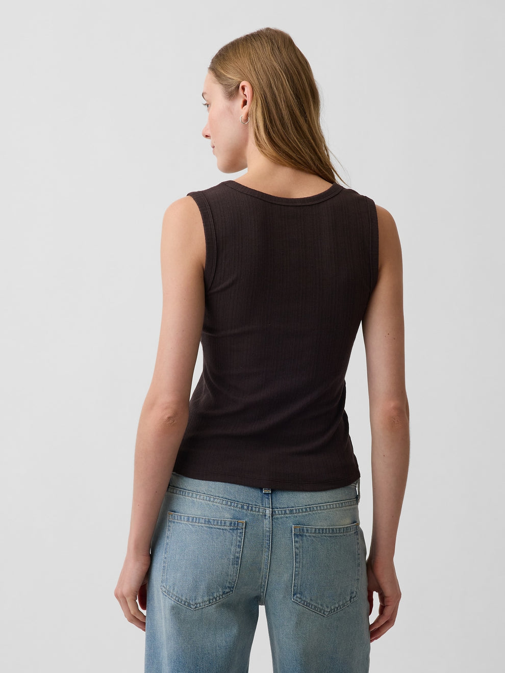 Variegated Rib Tank Top - Terra brown